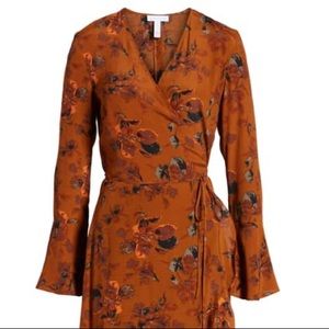 bell sleeve wrap midi dress leith